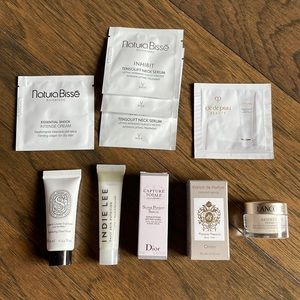 LUXURY Skincare samples LOT Natura Bisse, Cle De Peau, Dior, Lancôme, Diptyque